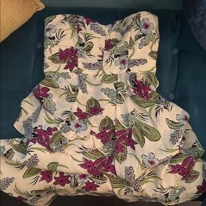 Nanette Lepore Strapless Floral Dress - Cream and Purple